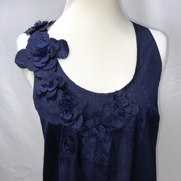 Calypso St. Barth Silk Embellished Sleeveless Midnight Blue Dress Size S - Picture 4 of 12
